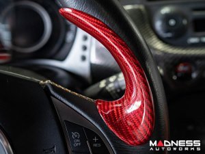 FIAT 500 Steering Wheel Trim - Lateral Side Trim Set - Carbon Fiber - Red Candy